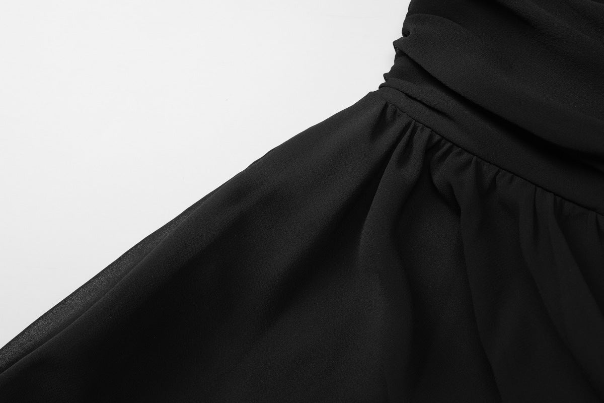 Open Back Y2K Cami Dress | Spaghetti Strap Ruched Bust Chiffon Babydoll Mini Dress