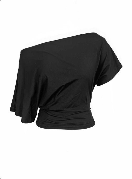 Asymmetrical Ruched Top & Eyelet Midi Skirt Set