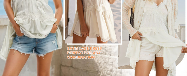 White Lace-Trimmed Sleeveless Babydoll Mini Dress