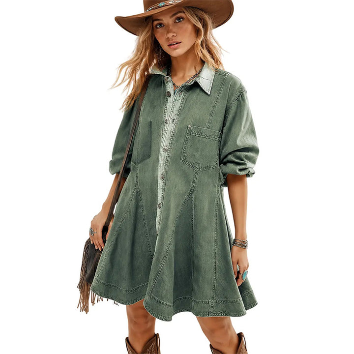 Long Sleeve Denim Shirt Dress