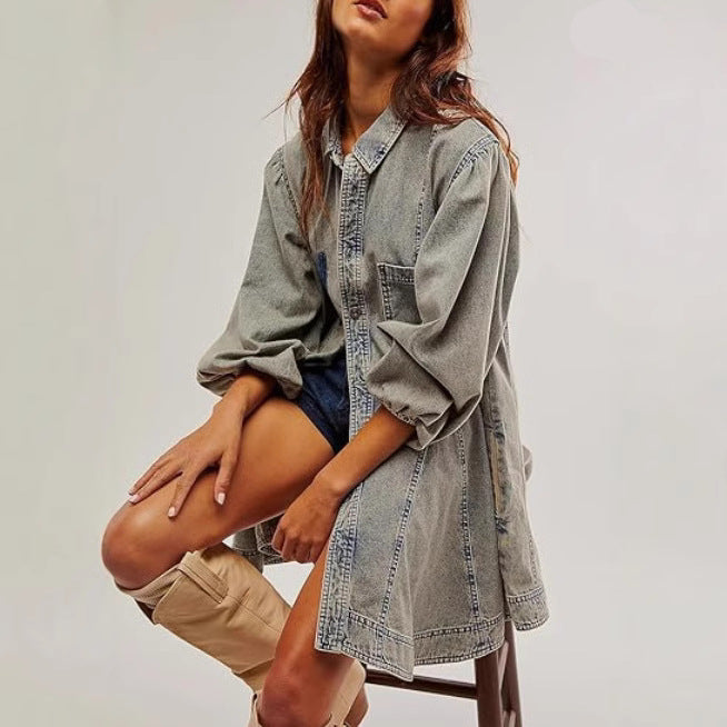 Long Sleeve Denim Shirt Dress