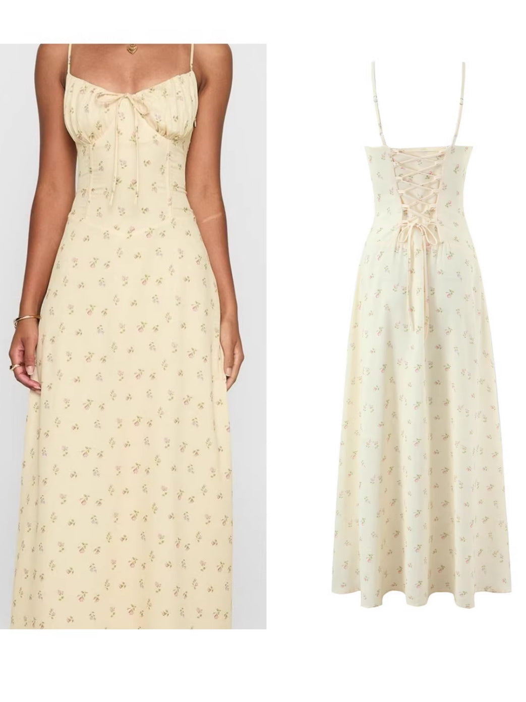 Printed Cami Dress with Waist-Cinching Tie Detail