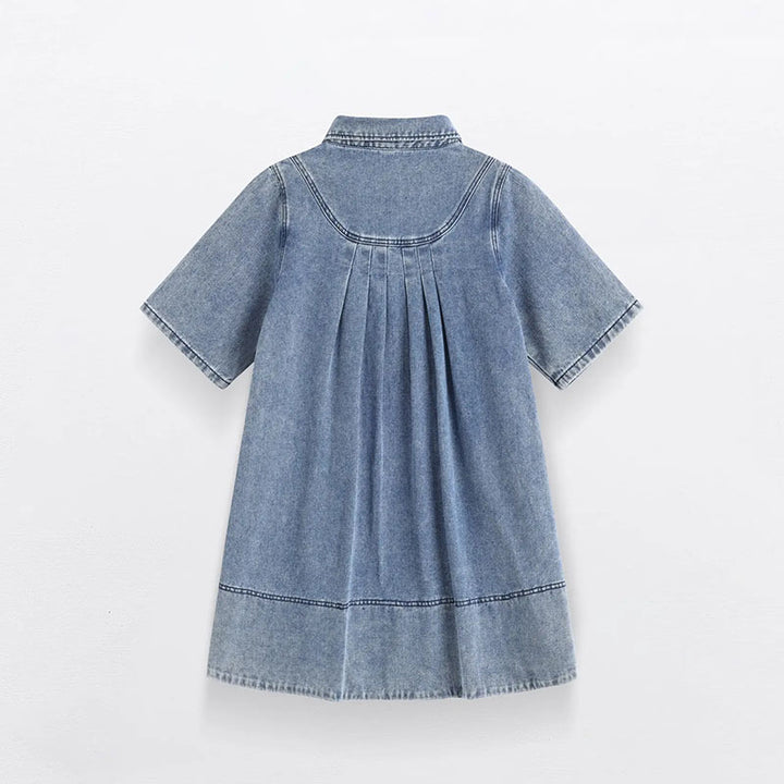 Soft Fabric Short-Sleeve A-Line Swing Mini Shirt Dress