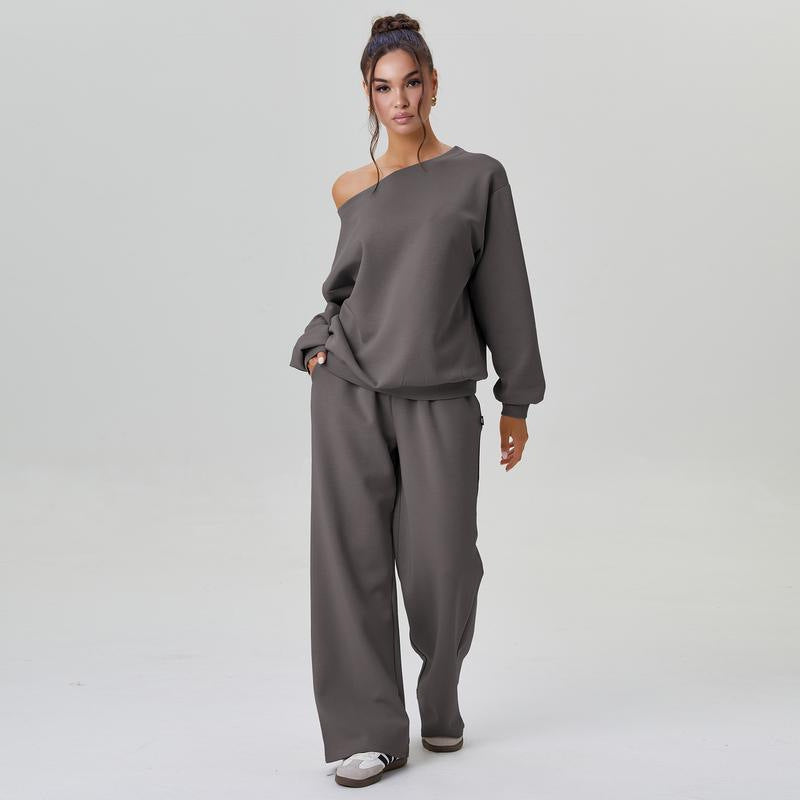 Off-shoulder sporty two-piece set