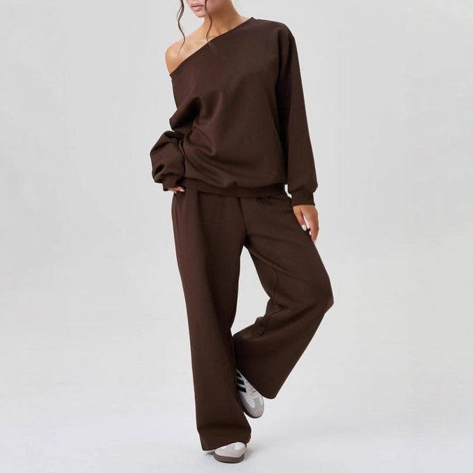 Off-shoulder sporty two-piece set