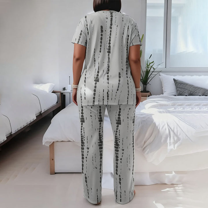 Abstract print loungewear two-piece set