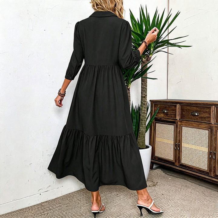 Collared Ruffled Hem Dress