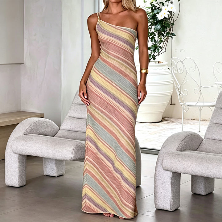 One-shoulder printed bodycon dress