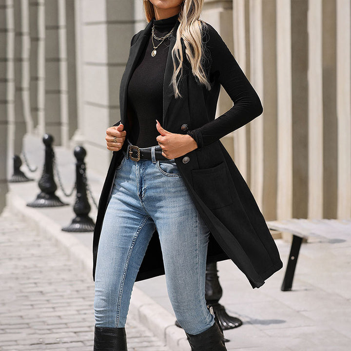 Sleeveless blazer with lapels