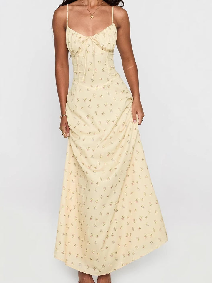 Printed Cami Dress with Waist-Cinching Tie Detail