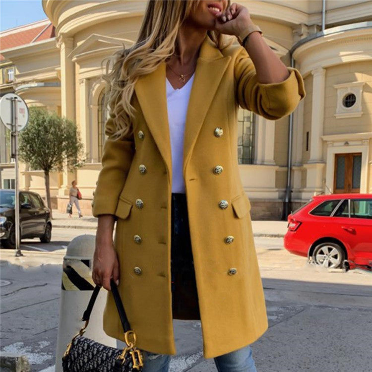 Lapel Slim Fit Wool Trench Coat