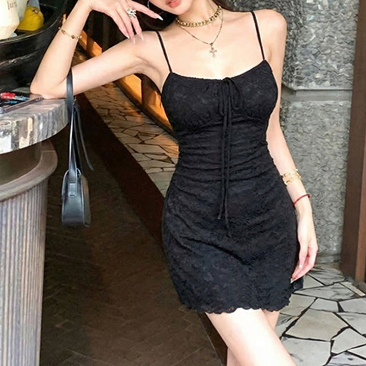 Textured Spaghetti Strap Mini Slip Dress