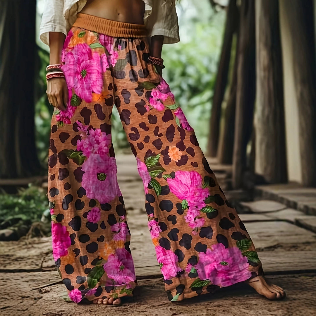 Ethnic Floral Print Palazzo Trousers
