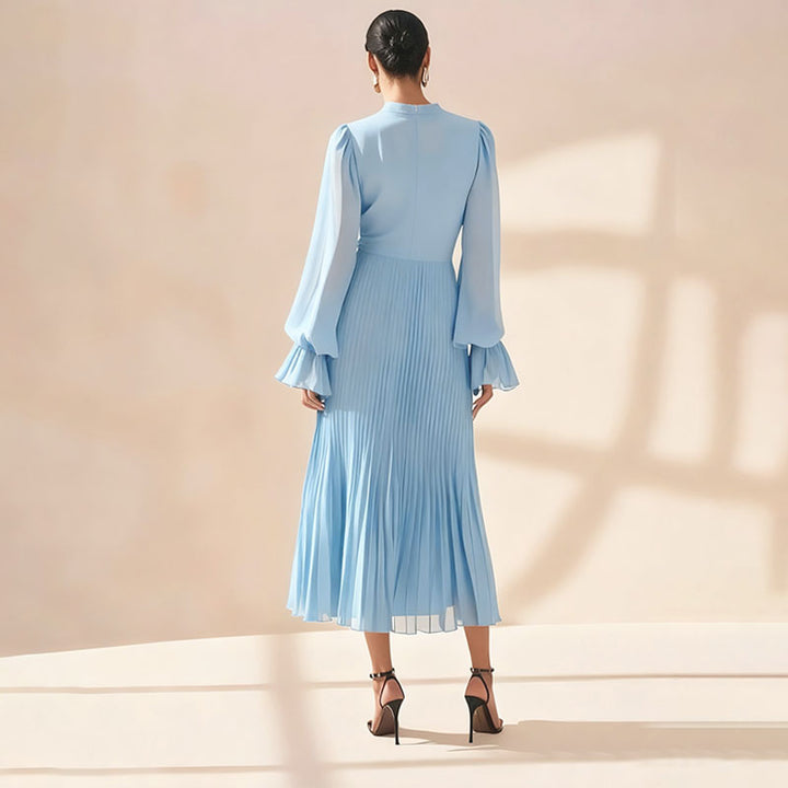 Long-sleeved irregular layered dress