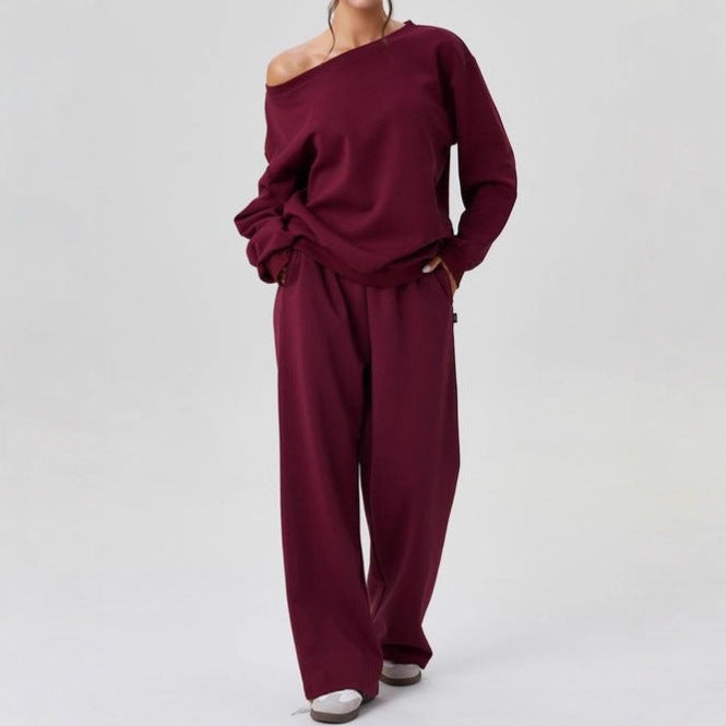 Off-shoulder sporty two-piece set