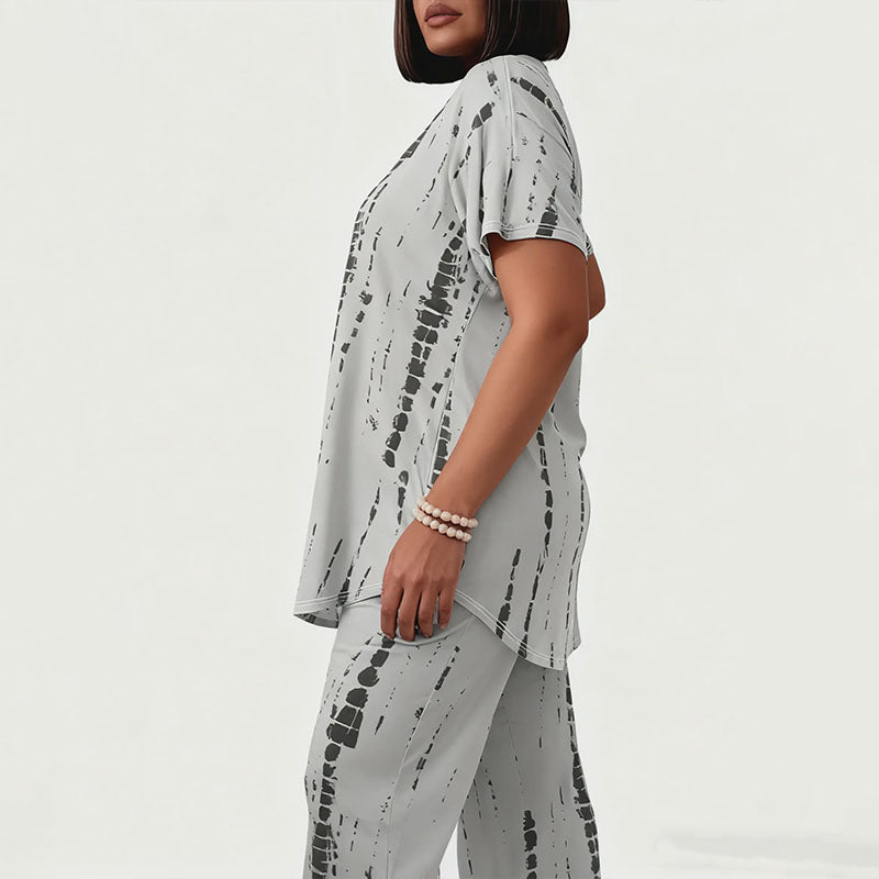 Abstract print loungewear two-piece set