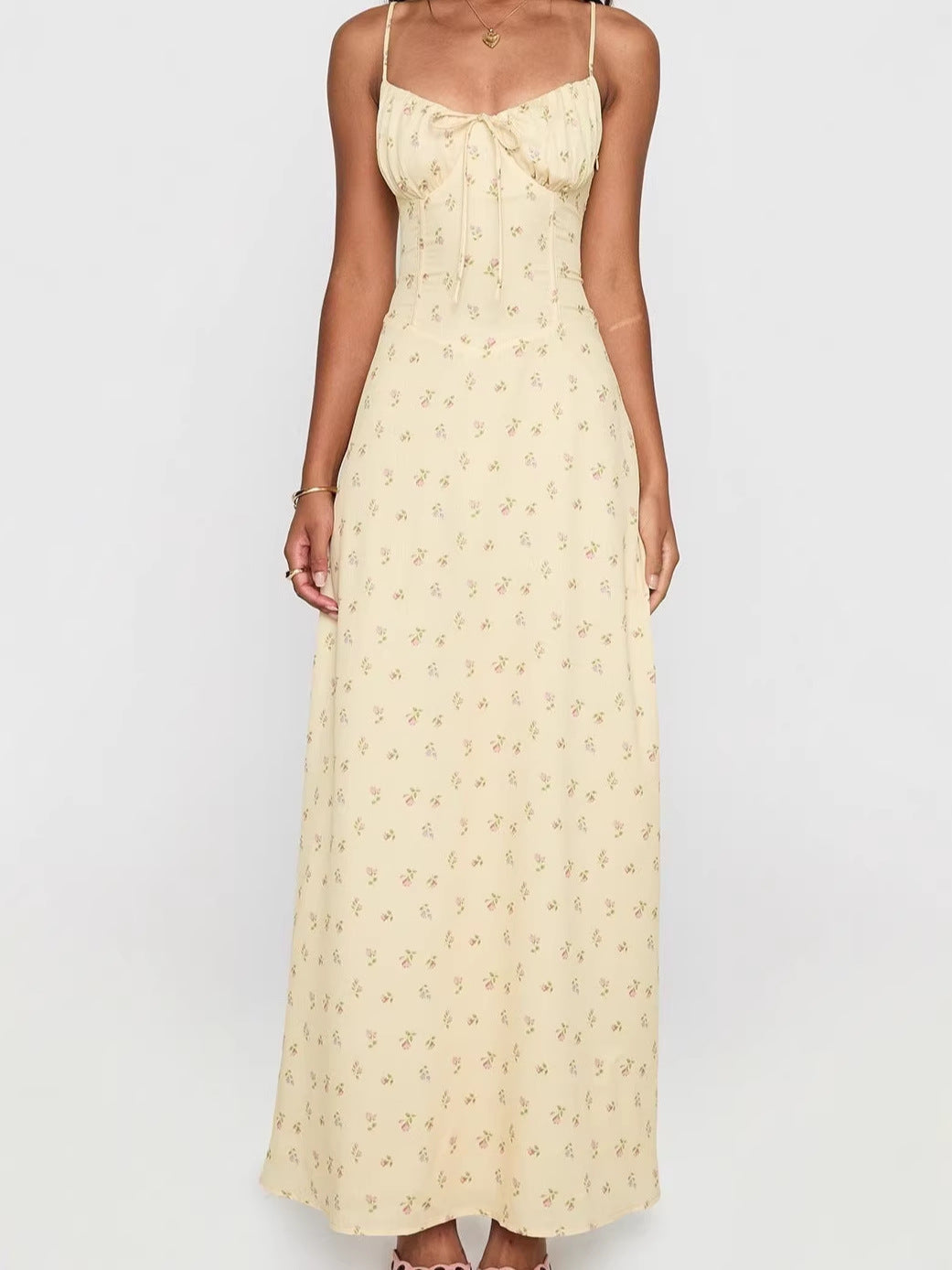 Printed Cami Dress with Waist-Cinching Tie Detail