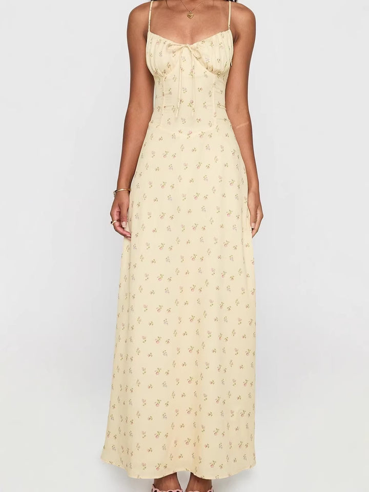 Printed Cami Dress with Waist-Cinching Tie Detail