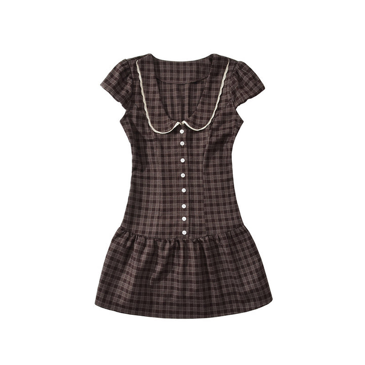Gingham Peter Pan Collar Puff Sleeve Mini Dress | Retro Babydoll A-Line
