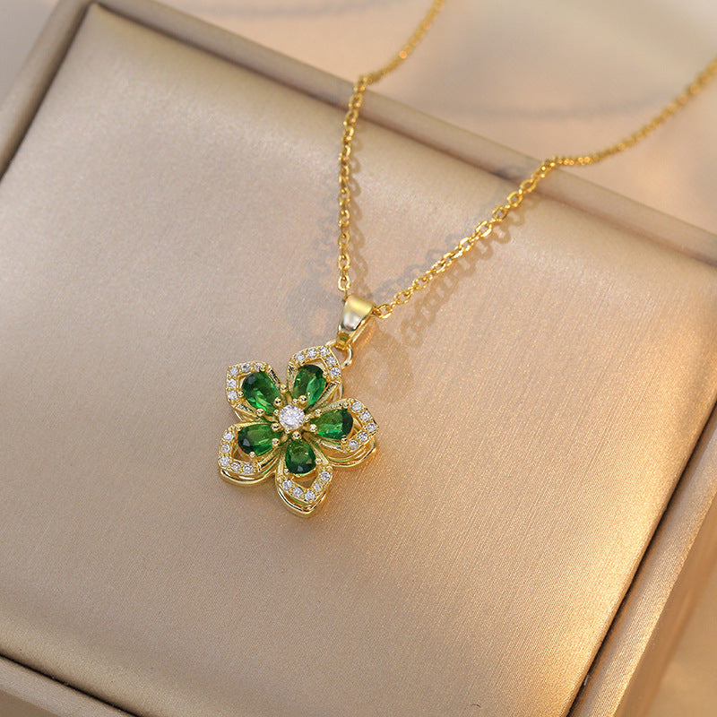 Rotatable Clover Flower Necklace
