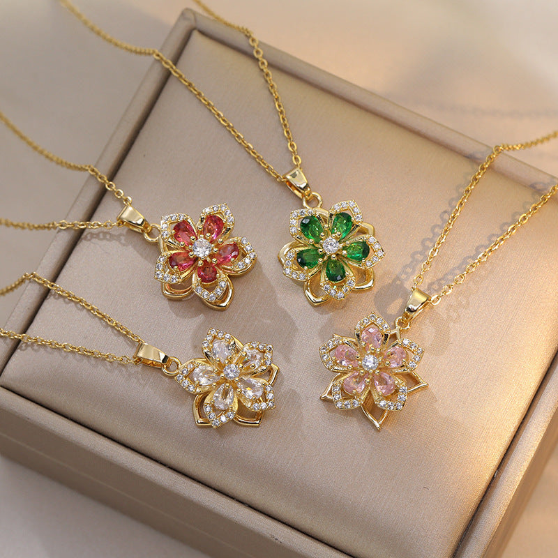 Rotatable Clover Flower Necklace