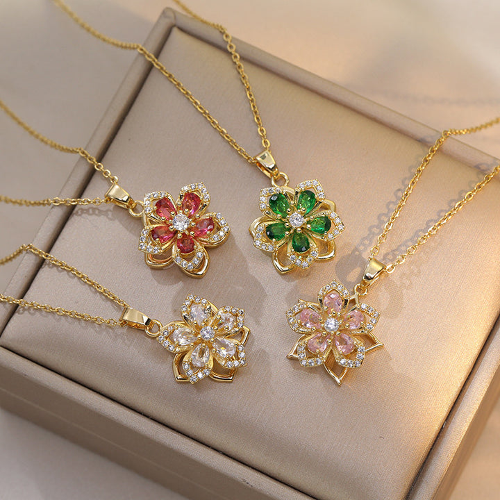 Rotatable Clover Flower Necklace