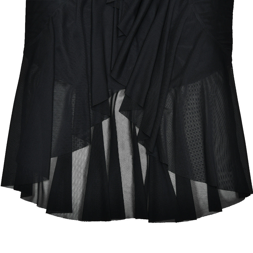 Halter Neck Ruched Mermaid Maxi Dress | Open Back Mesh Bodycon Evening Gown | Mother’s Day Dress