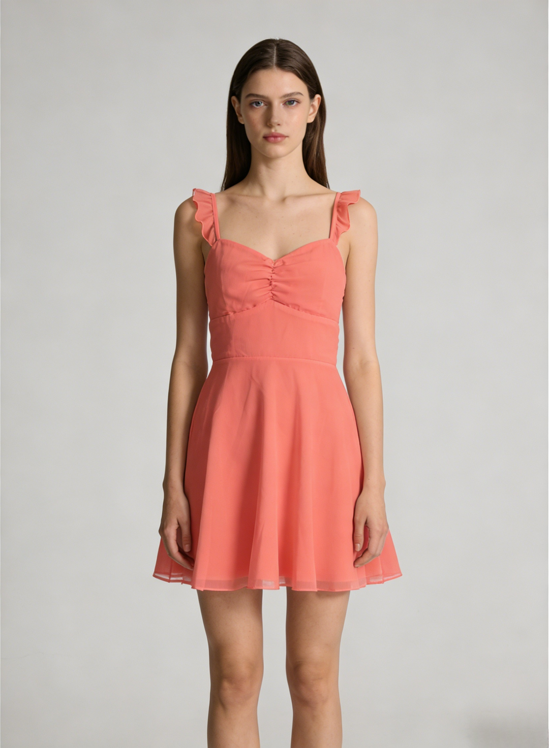 White Lace-Up Open Back Mini Dress | V-Neck Ruffle Strap A-Line Babydoll Sundress