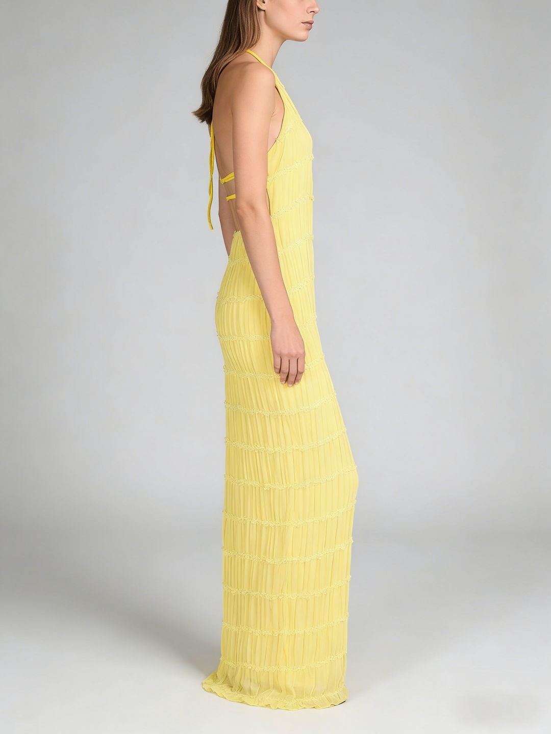 Cream Smocked Halter Maxi Dress | Sleeveless Crinkle Cotton A-Line Beach Dress
