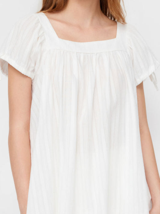 Square Neck Puff Sleeve Smocked Mini Dress | Lace Trim Babydoll Cottagecore Sundress