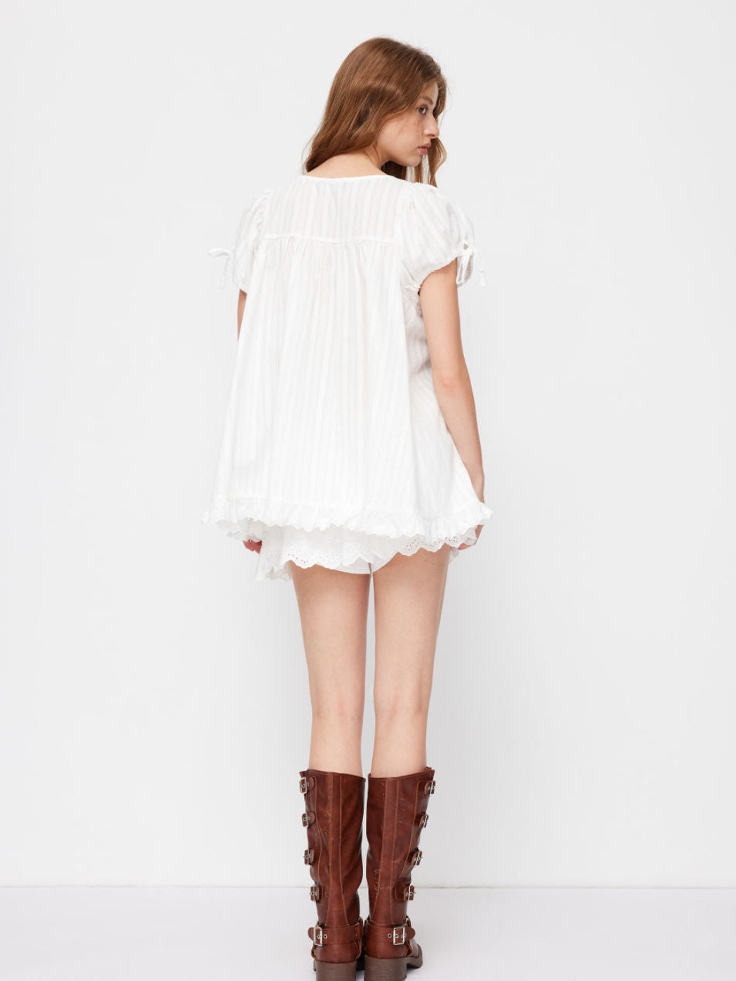 Square Neck Puff Sleeve Smocked Mini Dress | Lace Trim Babydoll Cottagecore Sundress