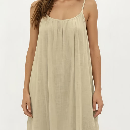 Open Back Smocked Linen Maxi Dress | Spaghetti Strap Drawstring Summer Dress