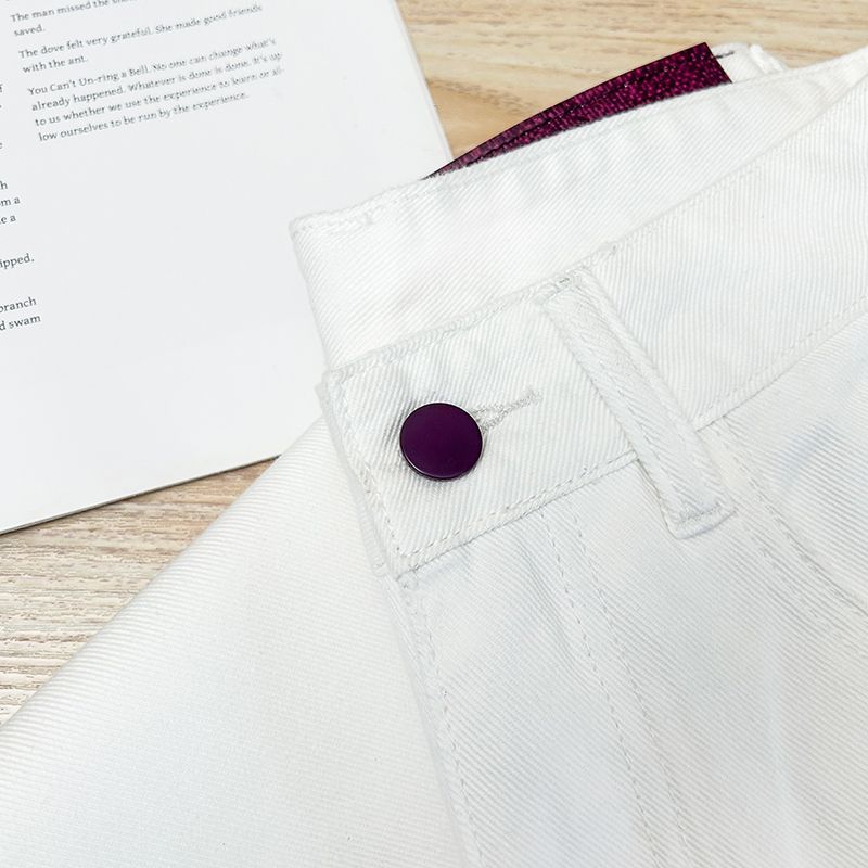 High Waist Straight Leg White Jeans | Relaxed Fit Wide Leg Denim Pants
