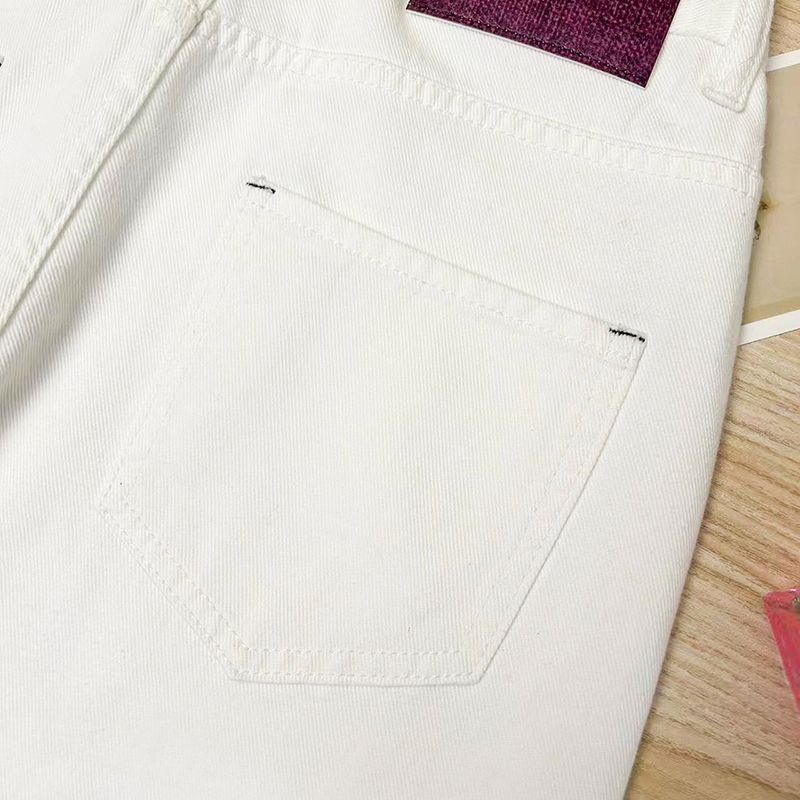 High Waist Straight Leg White Jeans | Relaxed Fit Wide Leg Denim Pants