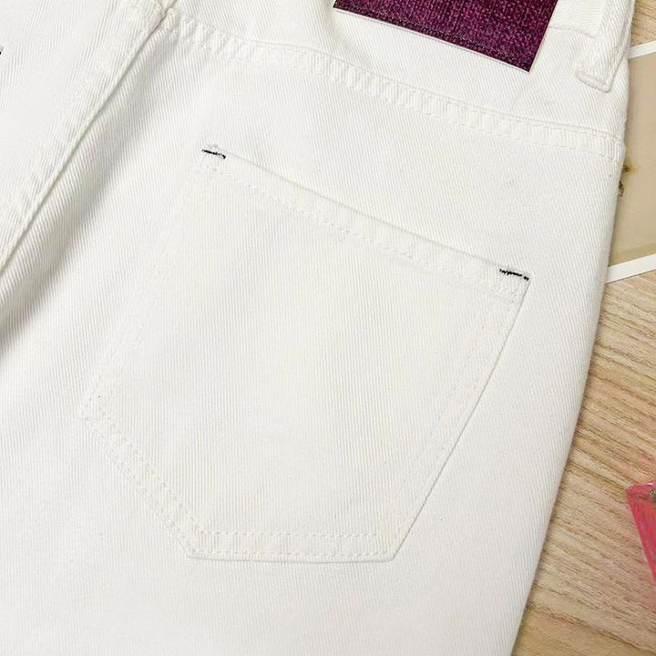 High Waist Straight Leg White Jeans | Relaxed Fit Wide Leg Denim Pants
