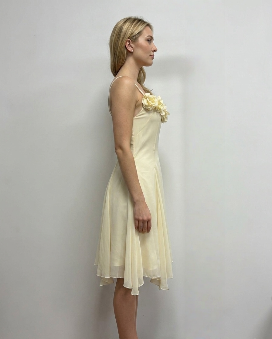 Spaghetti Strap 3D Flower Ruched Bust Mini Dress |  Corset A-Line Babydoll Dress