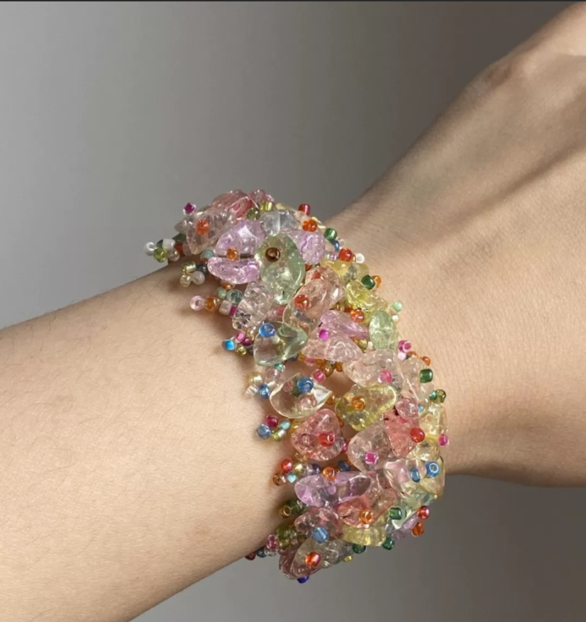 Natural Gemstone Chip Stretch Bracelet | Colorful Boho Stackable Beaded Bracelet