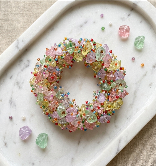 Natural Gemstone Chip Stretch Bracelet | Colorful Boho Stackable Beaded Bracelet