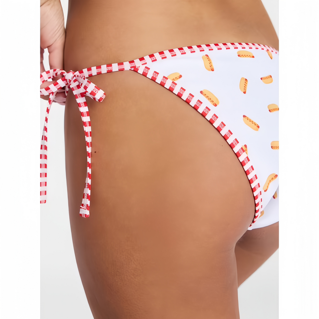 Reversible Polka Dot Halter Triangle Bikini Set | Yellow Brown Retro Y2K Swimsuit