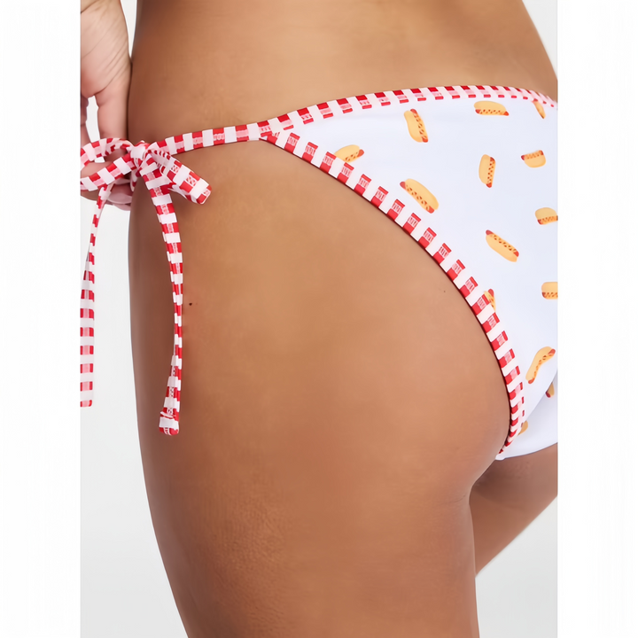 Reversible Polka Dot Halter Triangle Bikini Set | Yellow Brown Retro Y2K Swimsuit