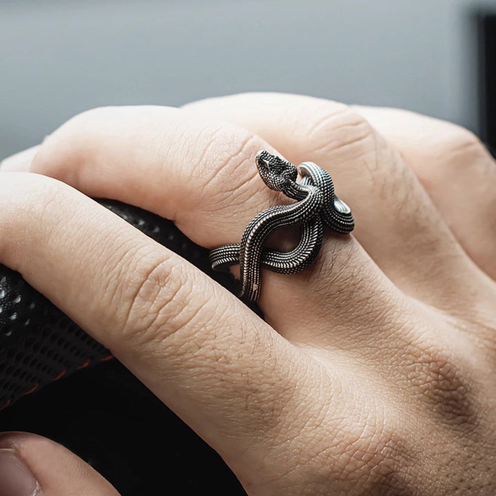 3D Snake Open Ring | Vintage Gothic Adjustable Wrap Band