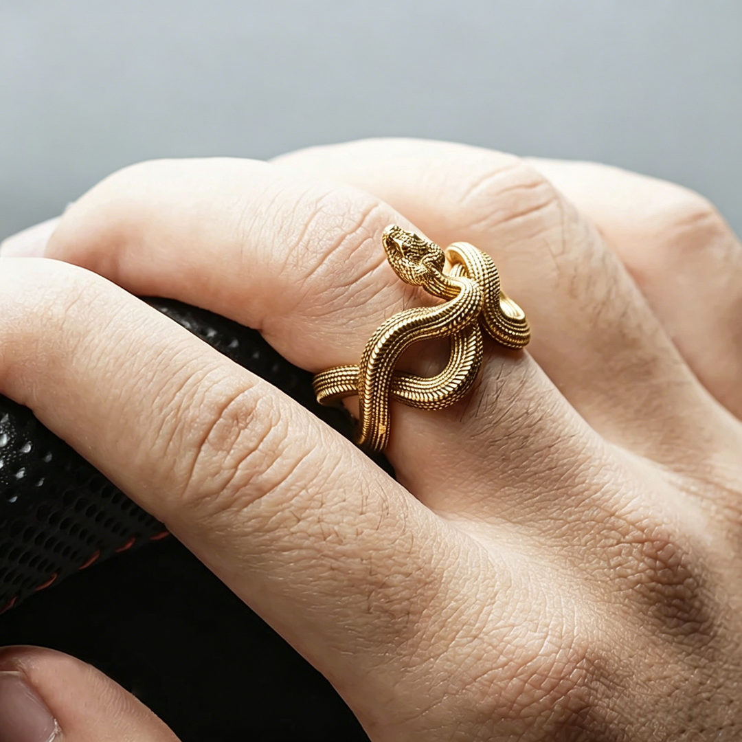 3D Snake Open Ring | Vintage Gothic Adjustable Wrap Band