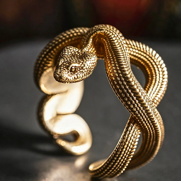 3D Snake Open Ring | Vintage Gothic Adjustable Wrap Band