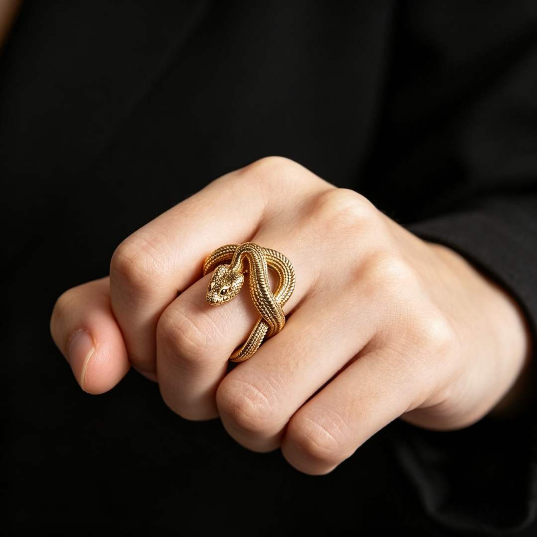 3D Snake Open Ring | Vintage Gothic Adjustable Wrap Band
