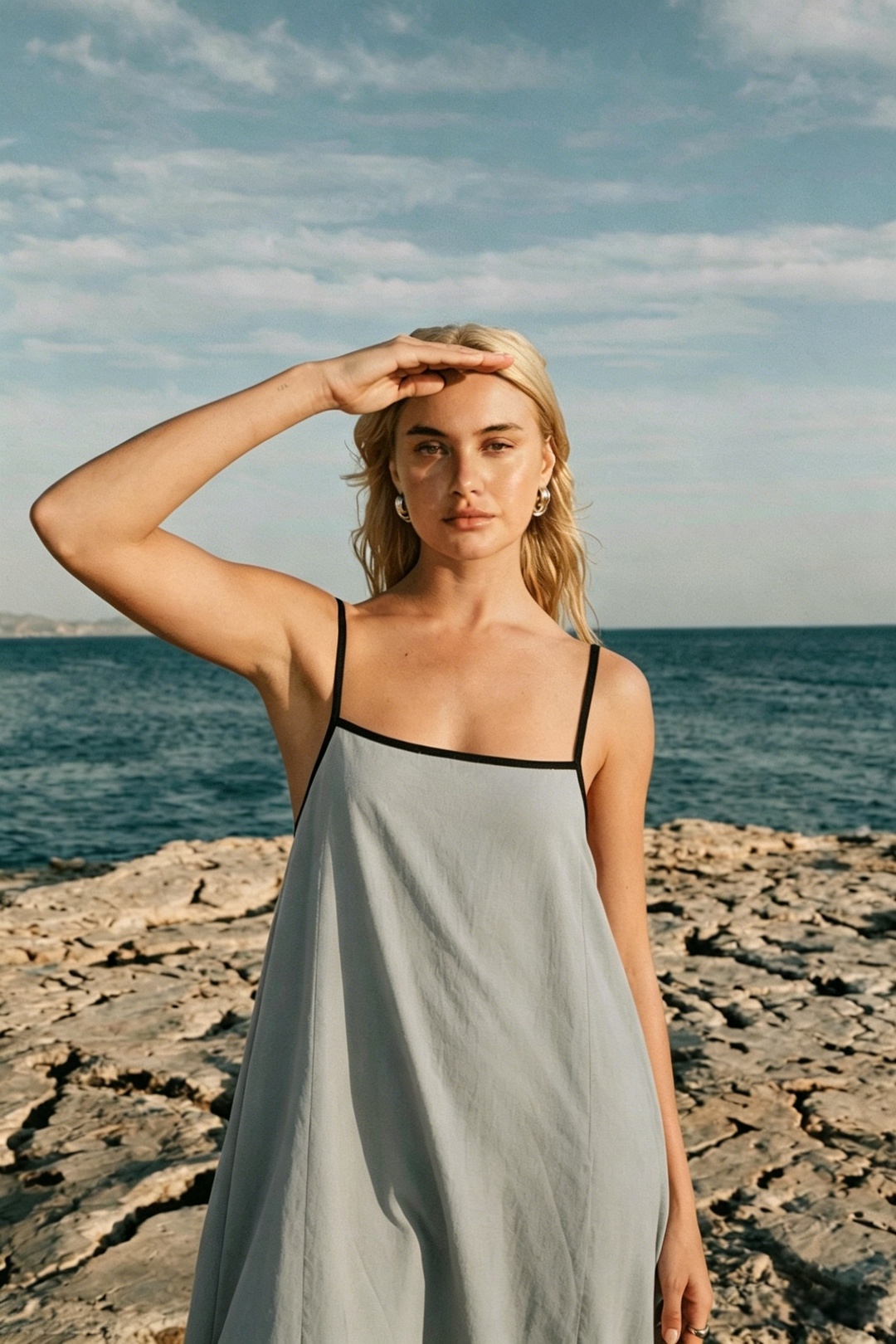 Minimalist Spaghetti Strap A-Line Maxi Dress | Cream Flowy Resort Dress