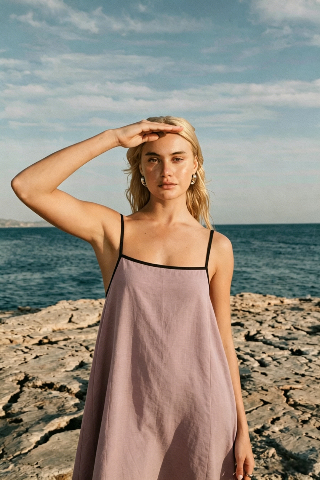 Minimalist Spaghetti Strap A-Line Maxi Dress | Cream Flowy Resort Dress