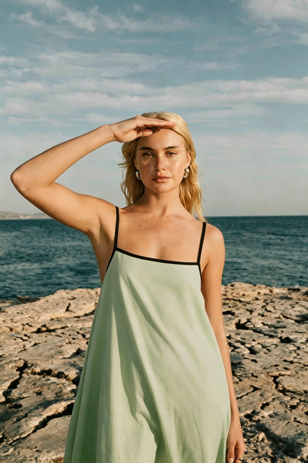 Minimalist Spaghetti Strap A-Line Maxi Dress | Cream Flowy Resort Dress
