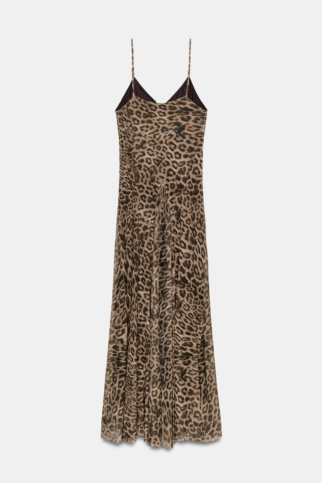 Leopard Print V-Neck Chiffon Slip Maxi Dress | Washed Animal Print with Adjustable Straps