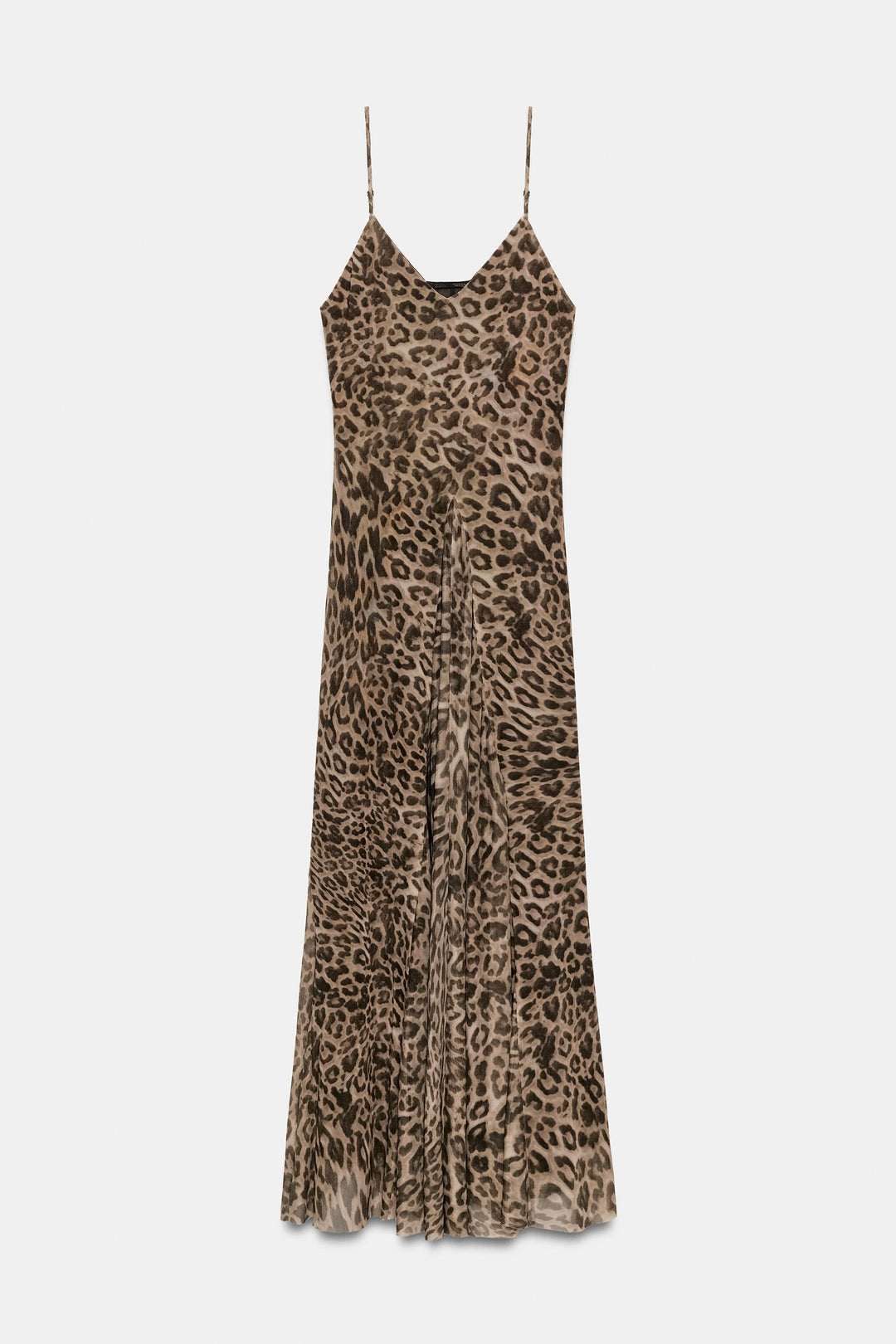Leopard Print V-Neck Chiffon Slip Maxi Dress | Washed Animal Print with Adjustable Straps