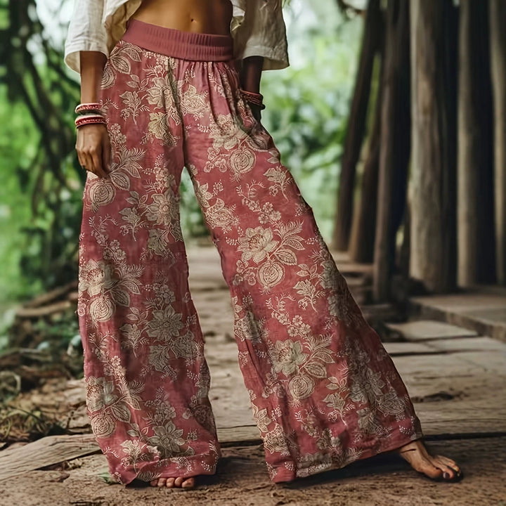 Ethnic Floral Print Palazzo Trousers